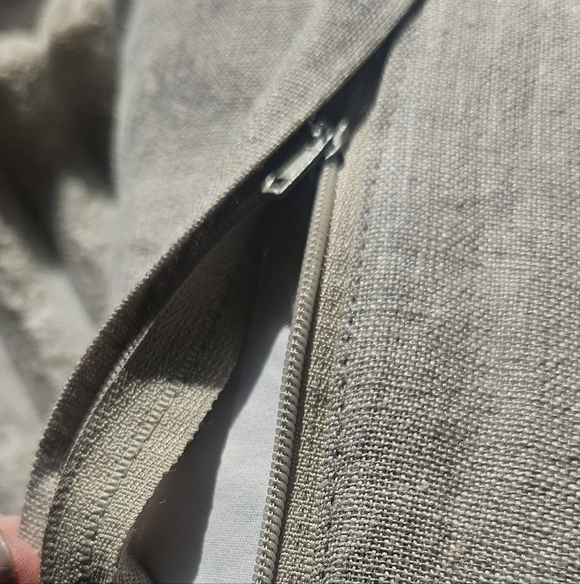 Set Of Two Greek Key Print Pillows 21x21" Aqua Linen Zip Closure Made in India - Picture 5 of 6